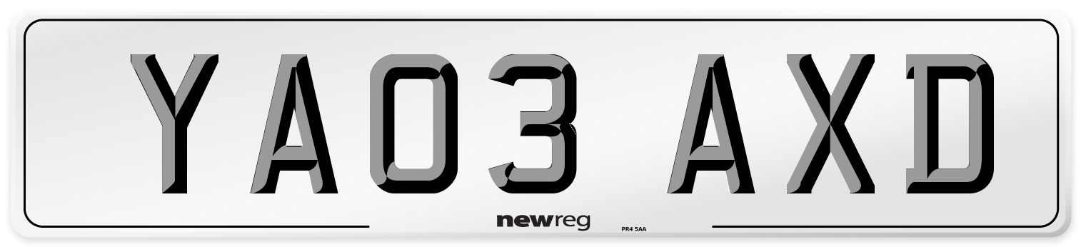 YA03 AXD Number Plate from New Reg